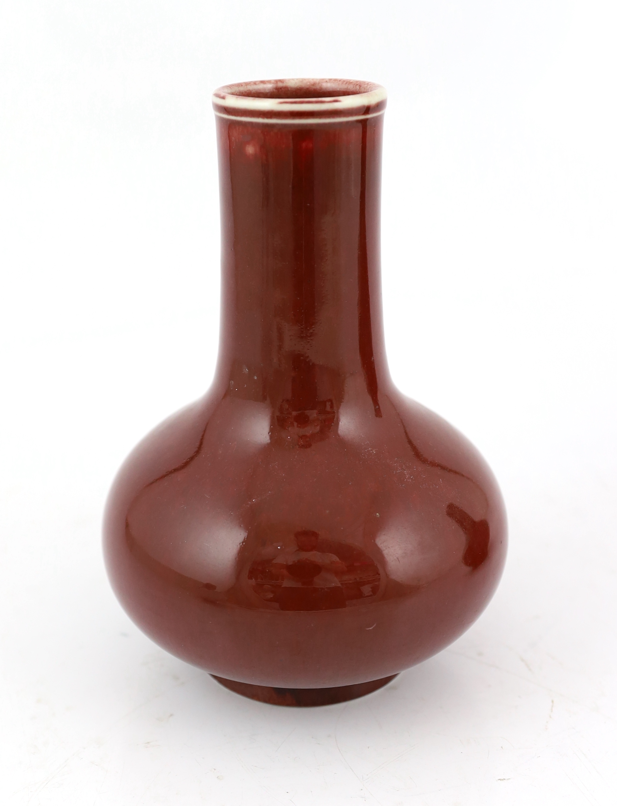 A pair of Chinese sang de boeuf glazed vases, tianqiuping, 19th/20th century